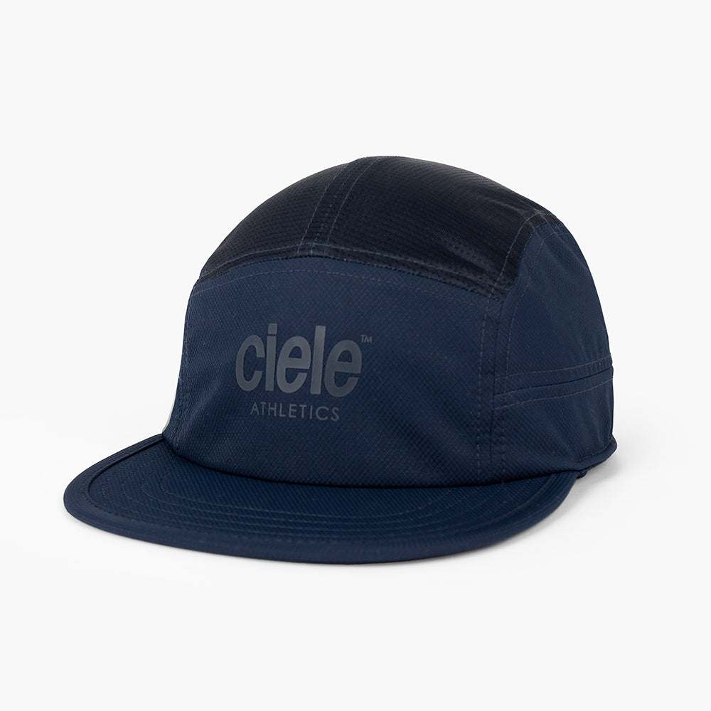 navy blue GOCap Classic running cap with reflective Athletics logo and SOFTflat brim
